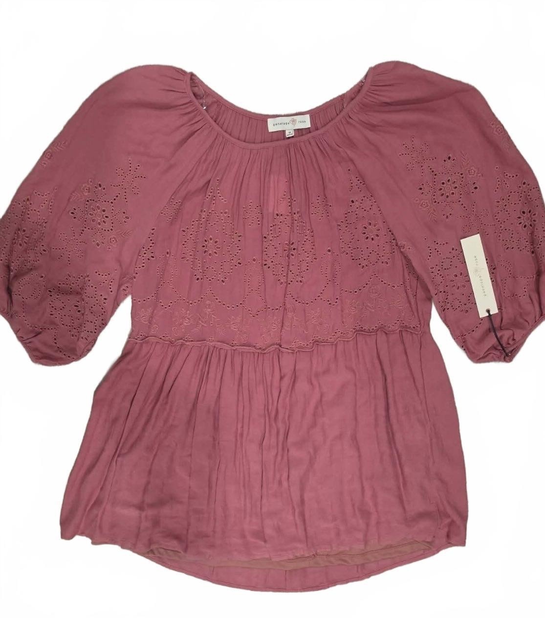 Penelope Rose Mauve Embroidered Puff Sleeve Dress