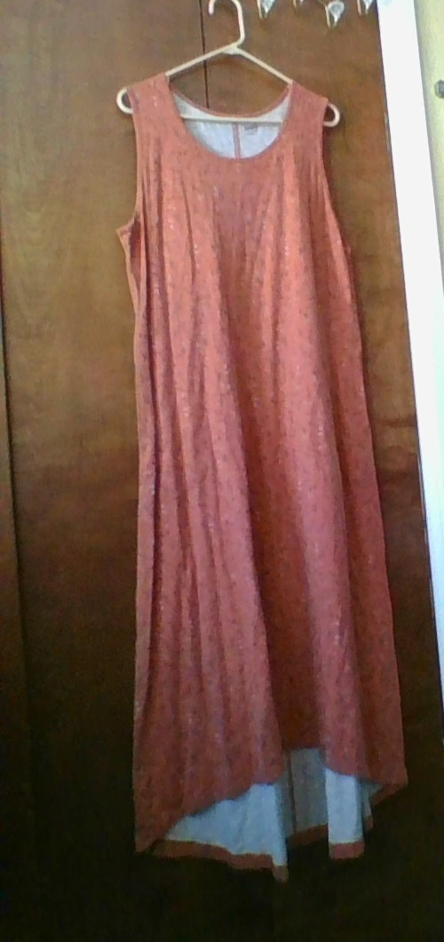 Duluth Womens To n Flow Maxi Dress XL Long 2-Pocket Hi-Lo Sleeveless *Flaw-Hem*