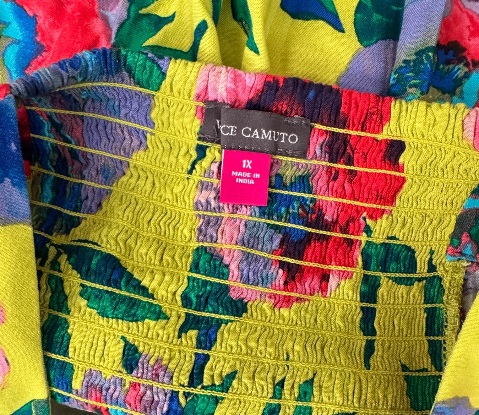 NWT Vince Camuto Floral Maxi Tiered Dress with Smocked Back, Size 1X