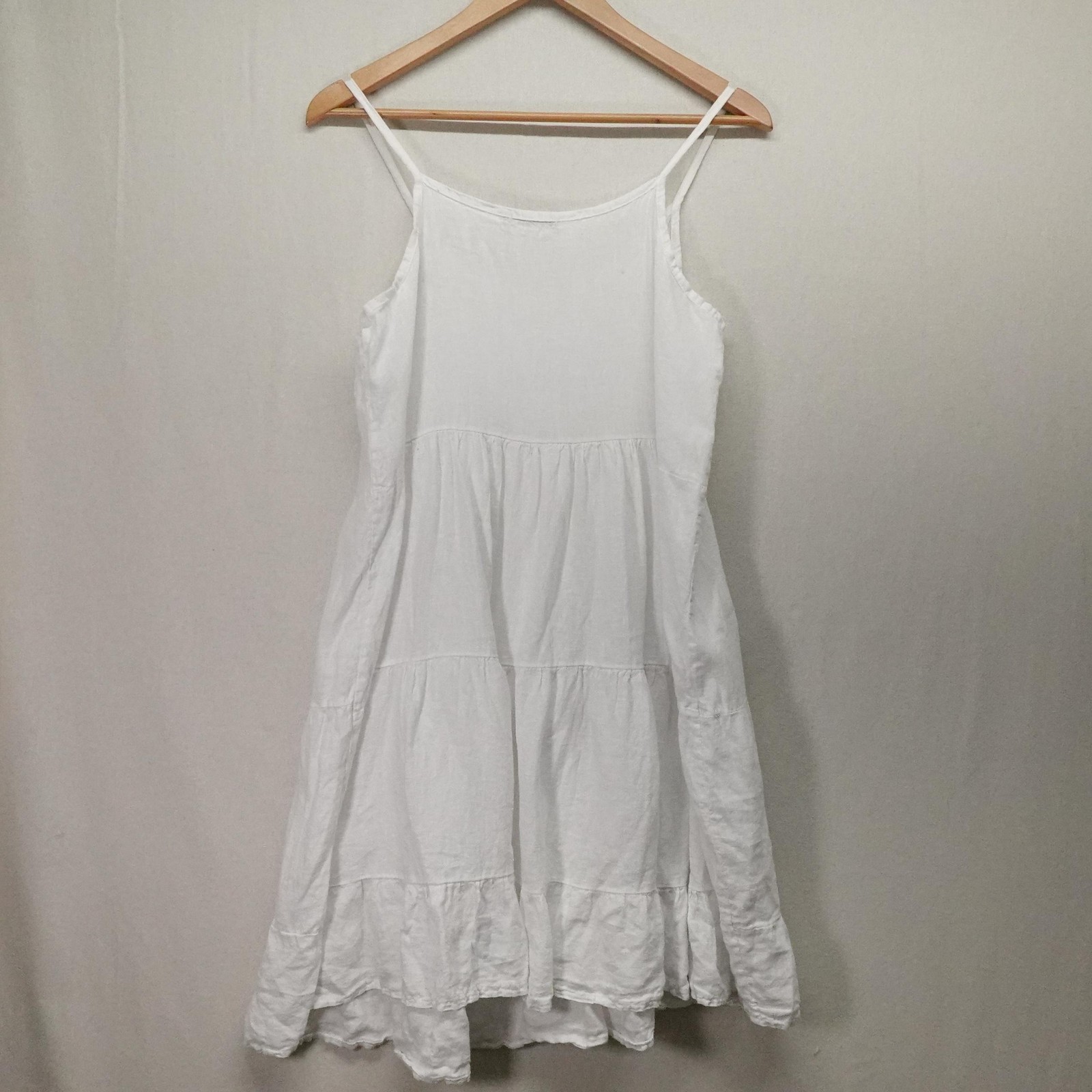 Valentina Naldi Dress Womens Medium White Linen Tiered Cover Up Made Italy