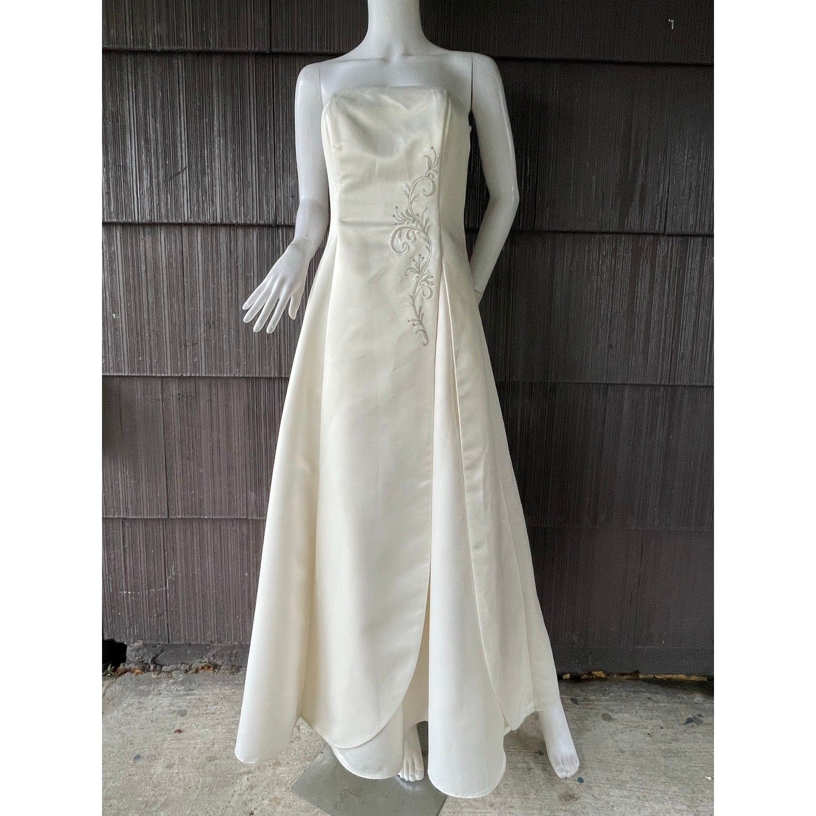Y2K Scott McClintock Strapless Ivory Wedding Formal Dress Classic Princess Gown