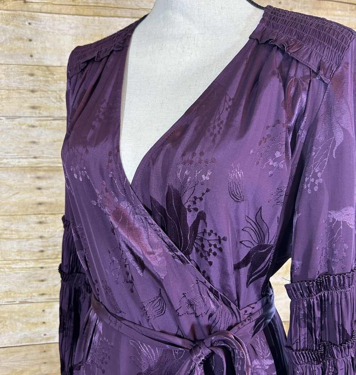 Anthropologie Current Air Long Sleeve Wrap Midi Dress Size M