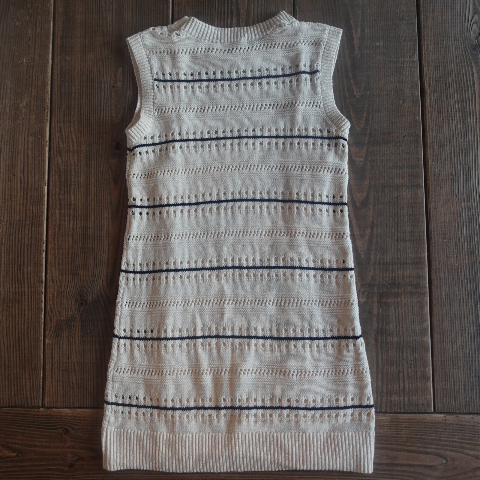 Sanctuary Textured Mod Mini Dress Small Cream Black Knit Stripe Chunky Fisherman