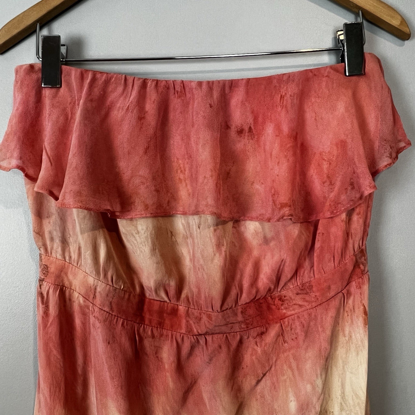 Gypsy 05 Taylor Ruffle Maxi Dress Pink Coral Tie Dye ASO Ariana Size Medium