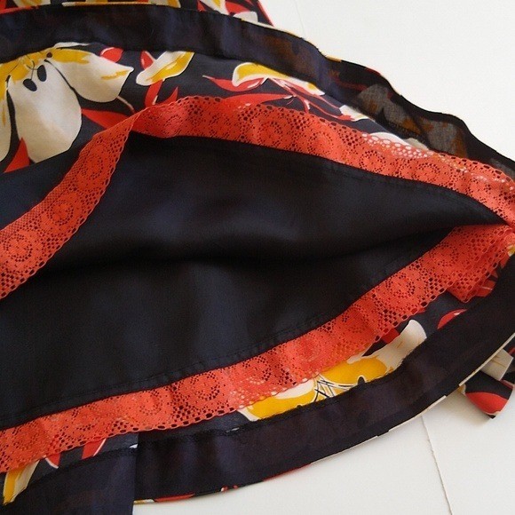 Moulinette Soeurs Anthropologie Silk Floral Halter Dress Black Yellow Lily 6