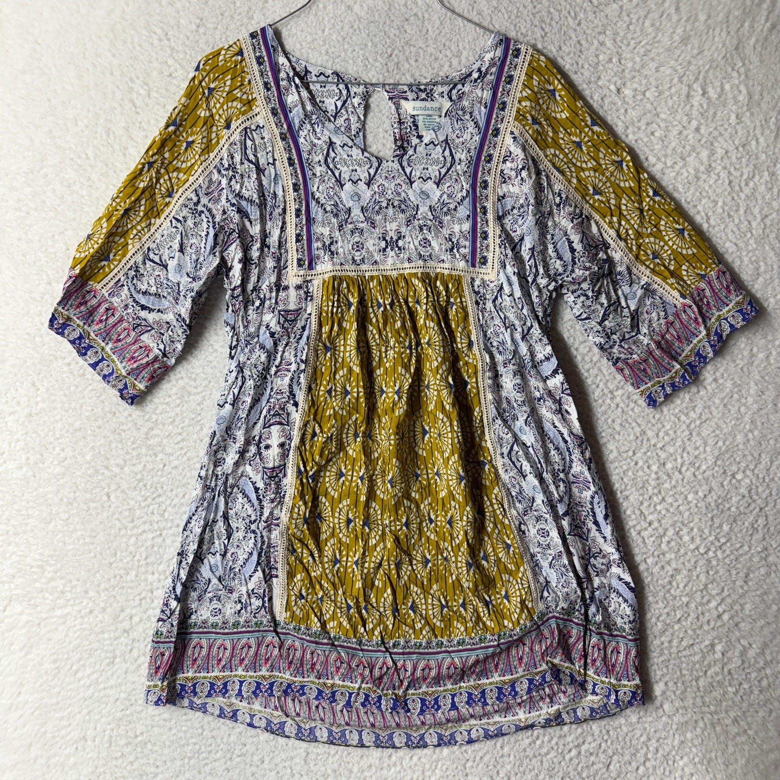 Sundance Size MP Terraza Mini Dress Patchwork Boho Cottagecore Peasent Festival