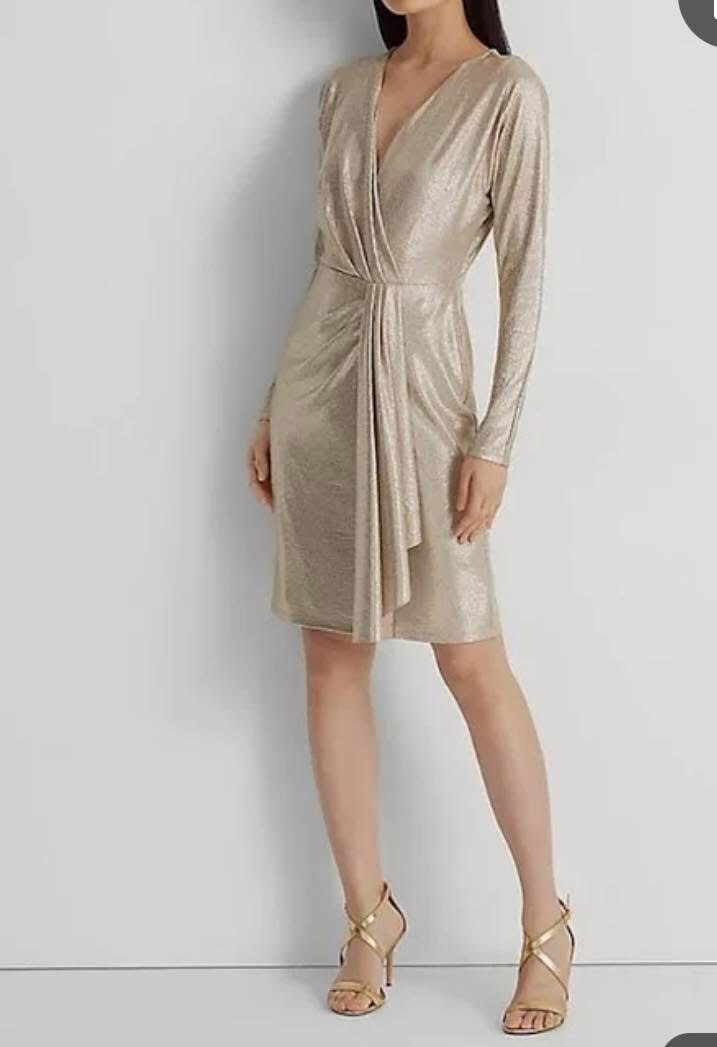 LAUREN RALPH LAUREN Metallic Stretch Knit Cocktail, available size 2, NWT