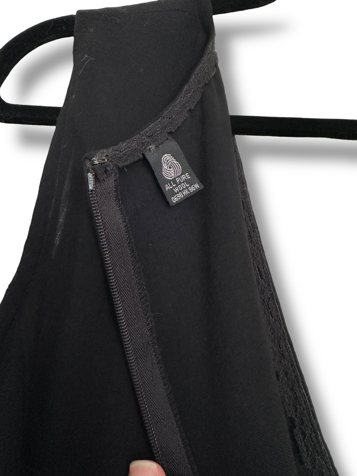 Vintage 90s DKNY 100% Wool Black Semi Sheer Lightweight Woven Long Maxi Dress 14