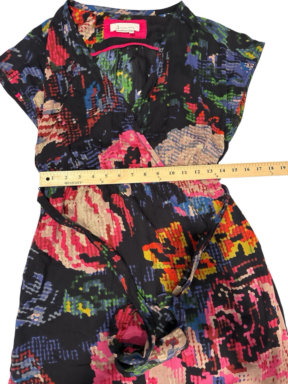 Anthropologie Needle Point Dress With Floral Print And Belt