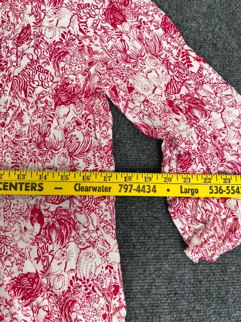 Lilly Pulitzer Raspberry Rouge Animal Magnetism Dress 3/4 Sleeve Rayon Size 0