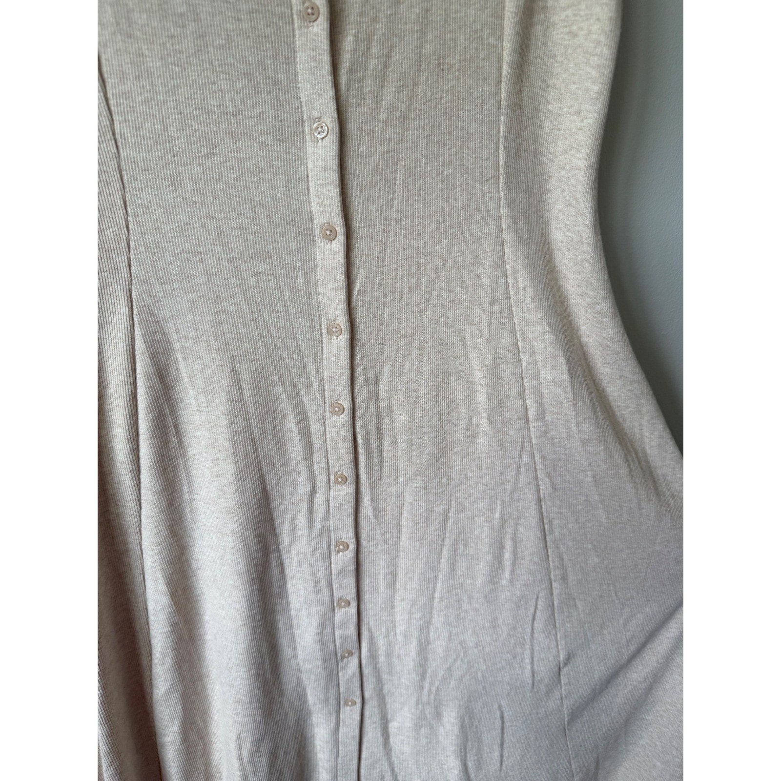 Universal Thread Midi Dress XL Oatmeal Heather Ribbed Button Front Scoop Neck
