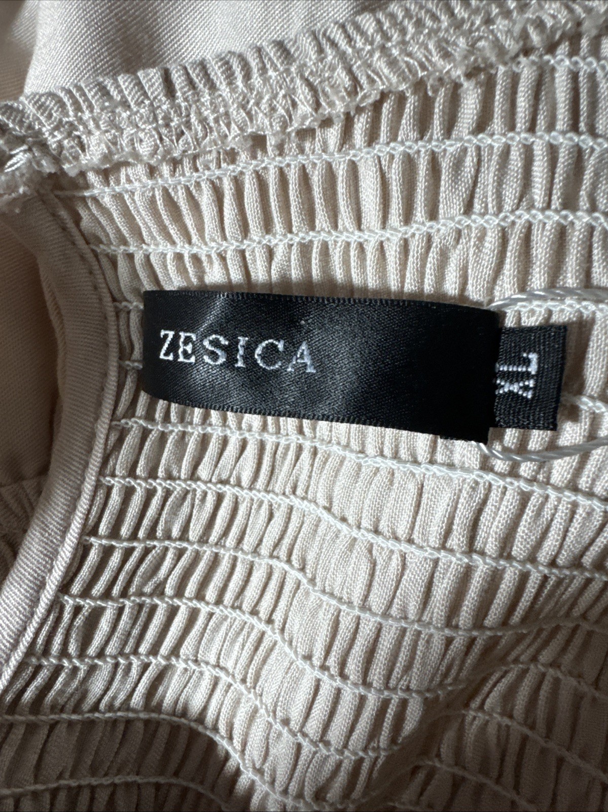 NWT Zesica Long Sleeve Smocked Midi/Maxi Dress, High Waist Tiered Flowy Blush XL