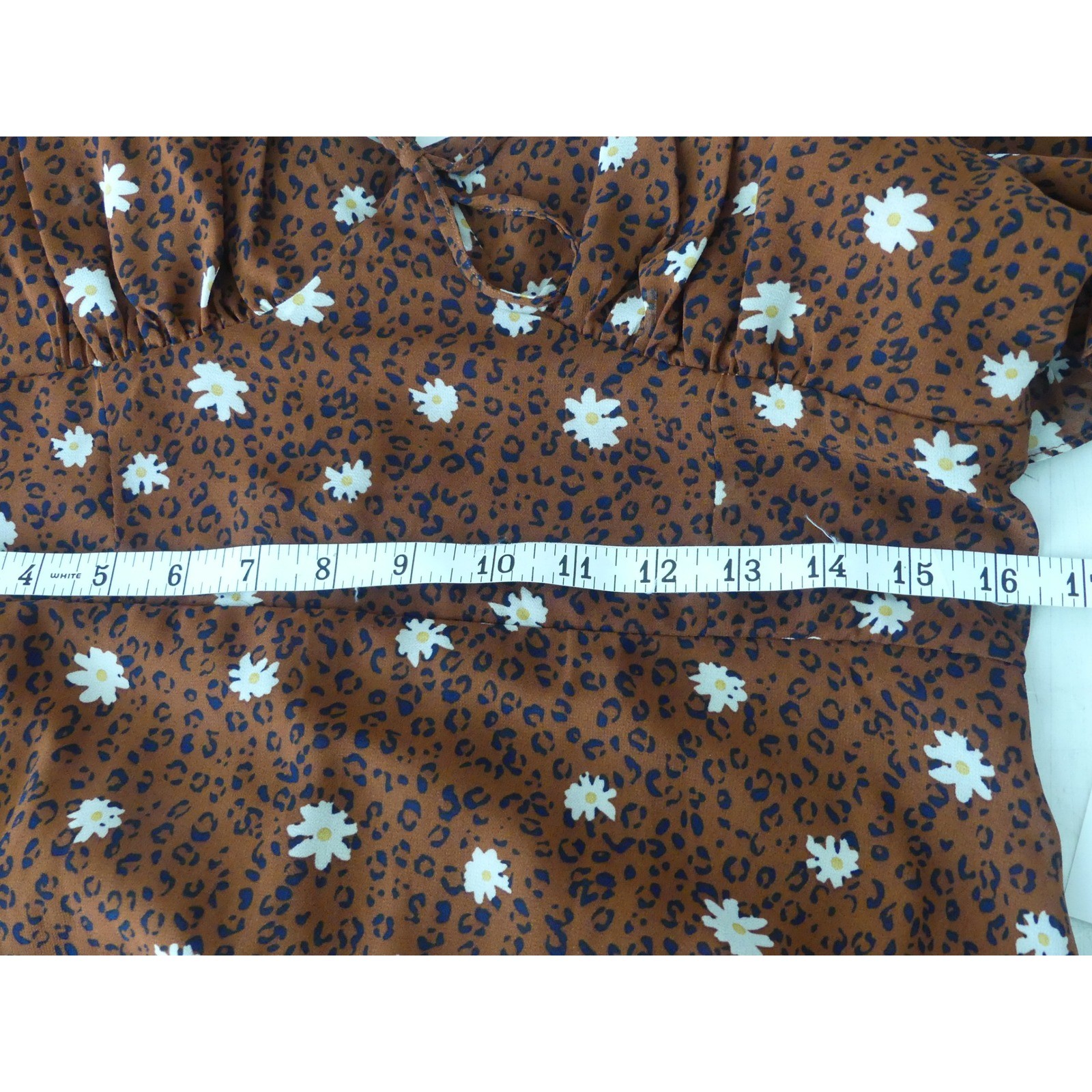 B. Smart Brown Leopard Daisy Print Mini Dress Size 13 NWT