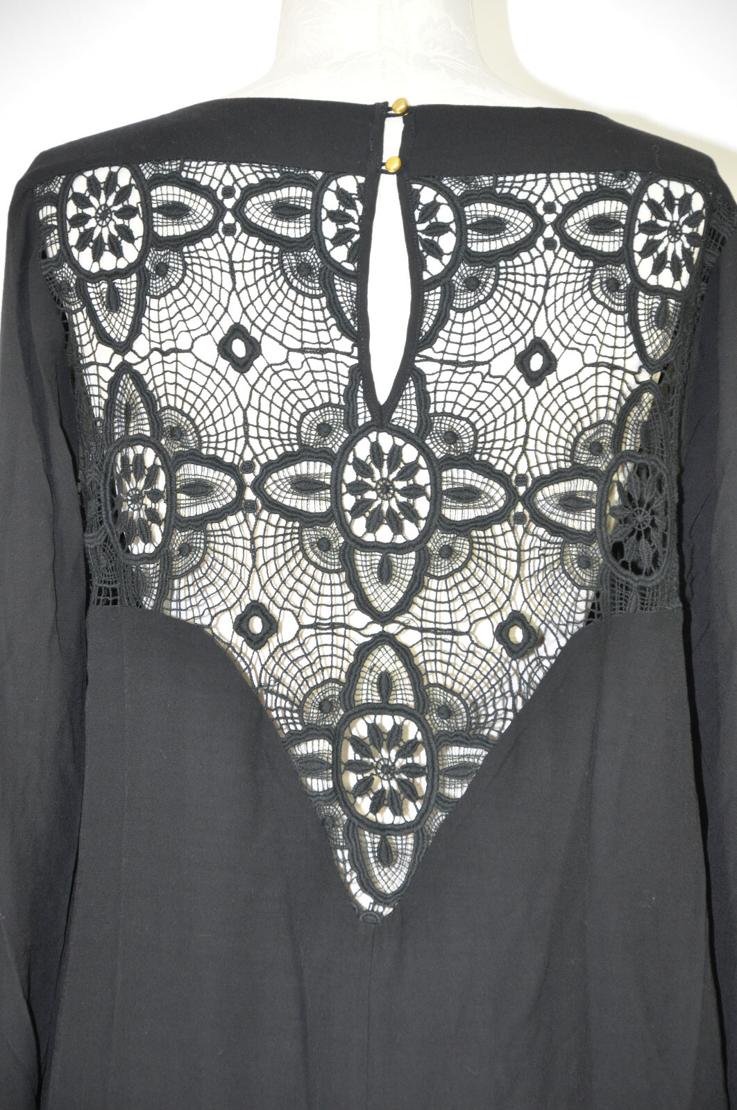 Twelfth Street Black Rayon Crochet Lace Back Whimsigoth Witchy Dress Women L
