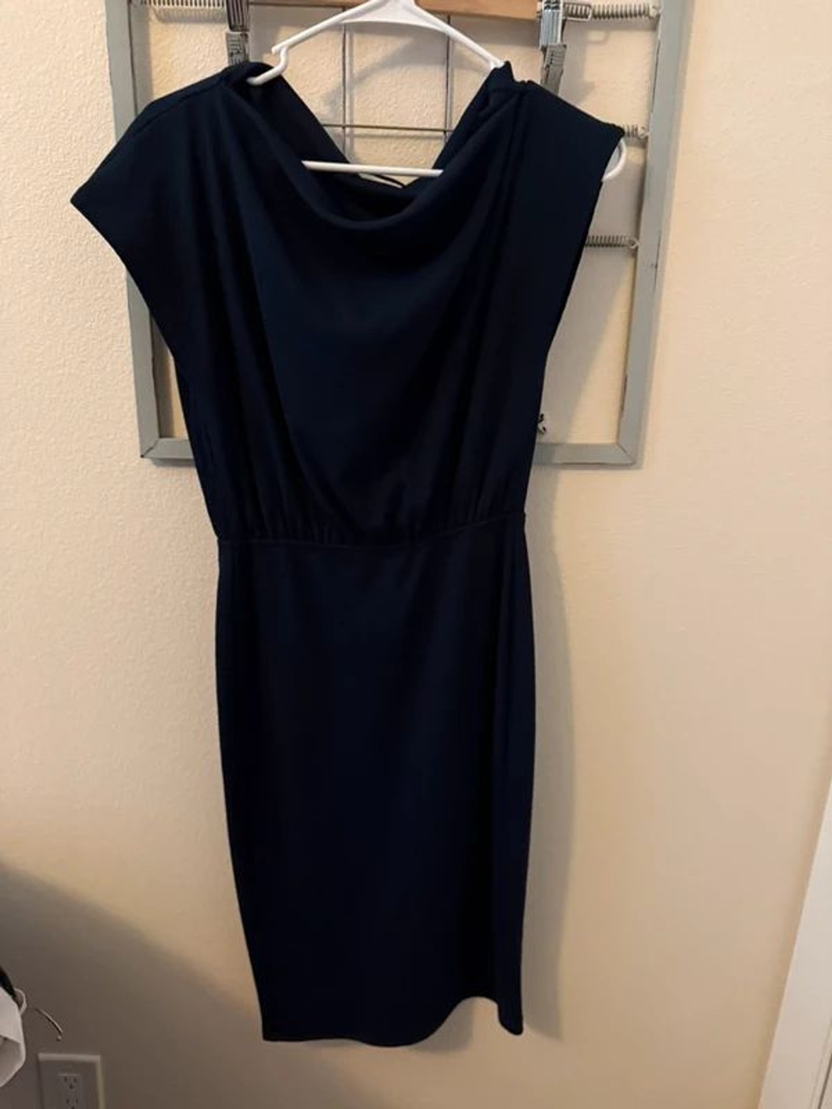Cowl Neck Midi Dress in Navy