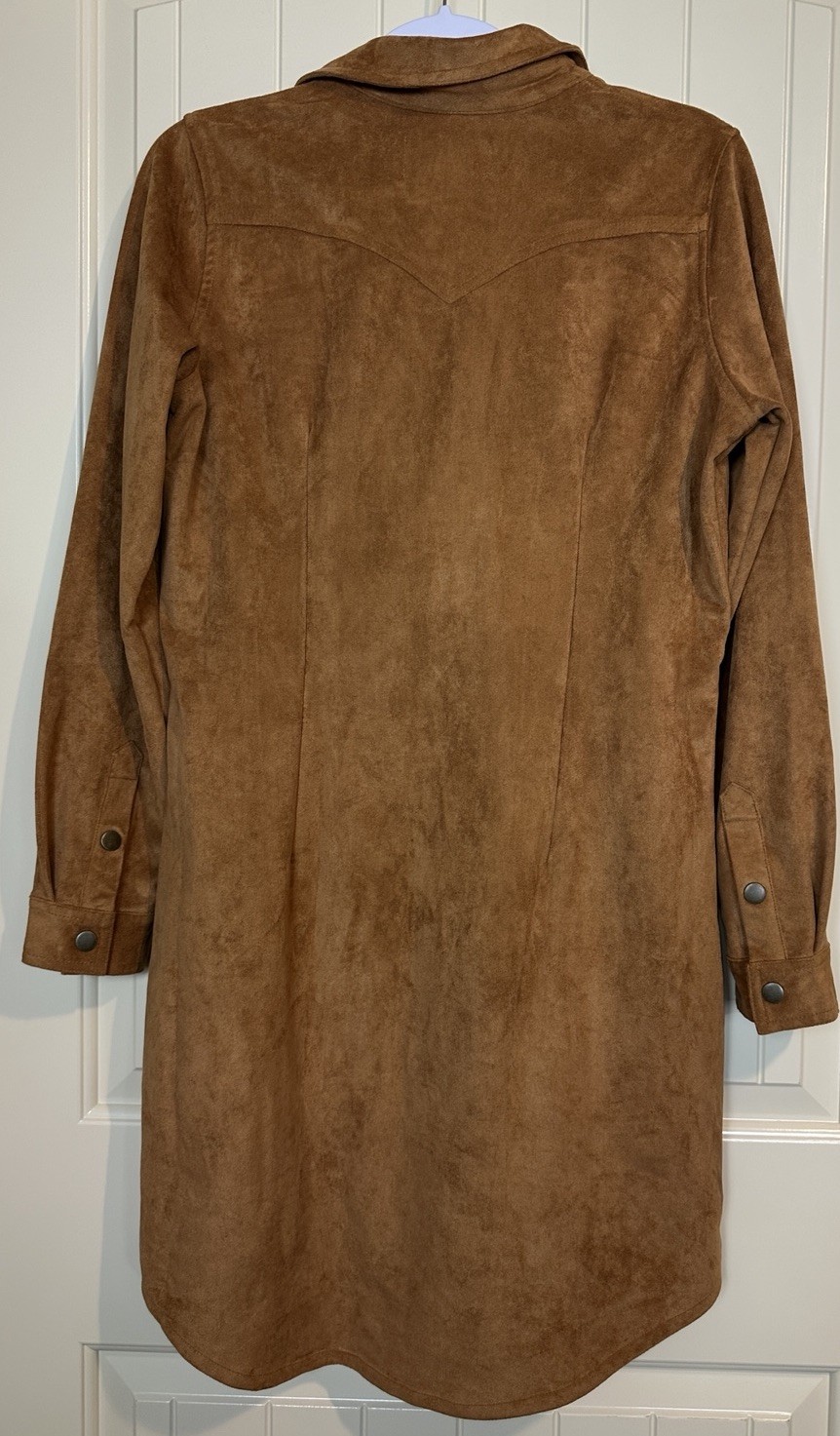 Panhandle Rust Microsuede Snap Shirt Dress Sz M Western Cowgirl Rodeo Cowboy GUC