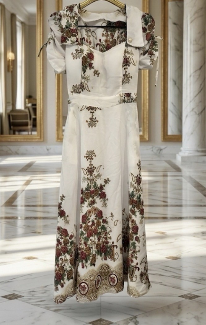 Exquisite Floral Patterned Gown, Premium Quality, Elegant Romantic Style Size Sm