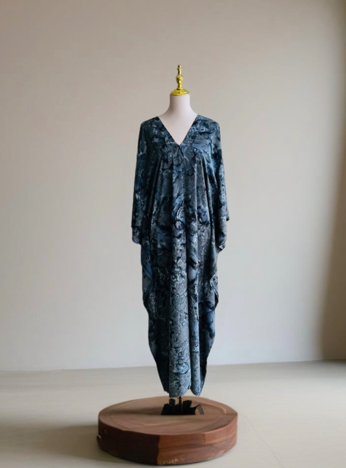 0020/ Dark Greyish Dye Kaftan Shibori kaftan, Long kaftan