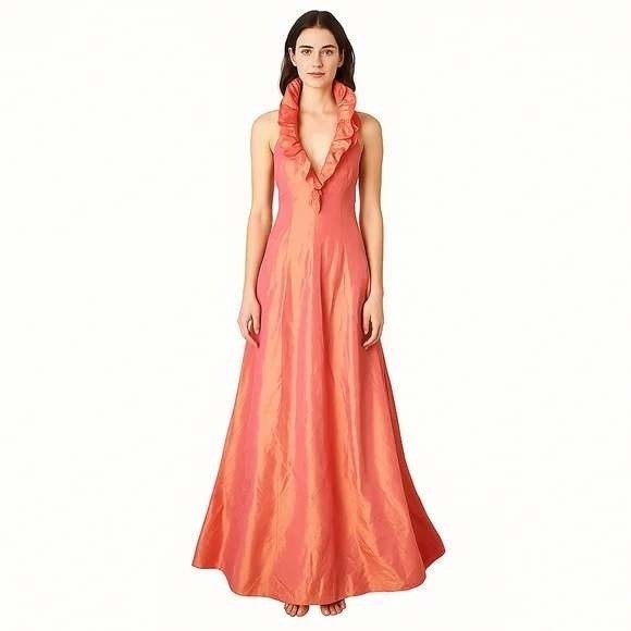 JESSICA McCLINTOCK Millennium 2000 Y2K Shimmer Pink Orange Prom Gown Dress