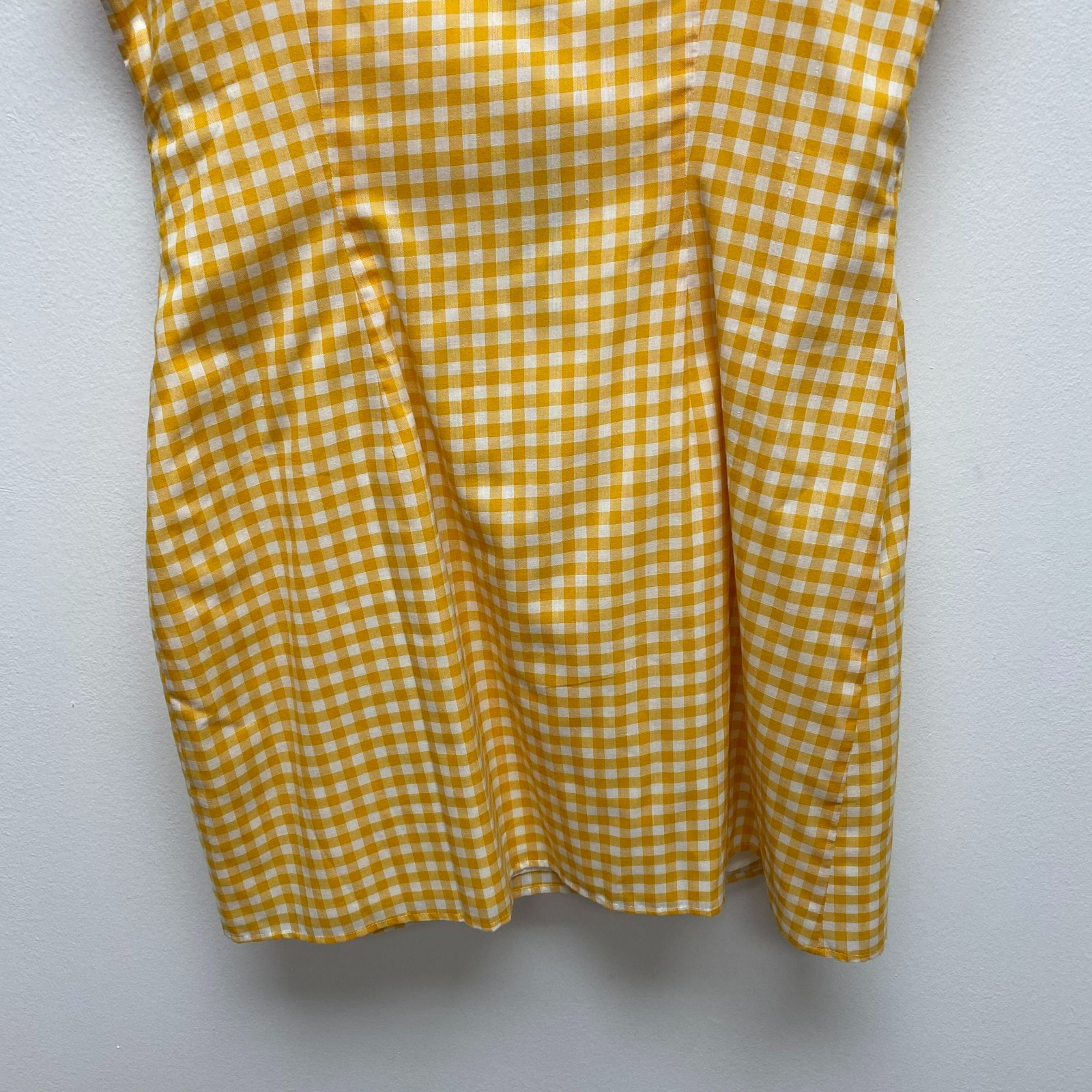 Lovers + Friends Womens Yellow Gingham Adjustable Strap Julian Mini Wrap Dress M