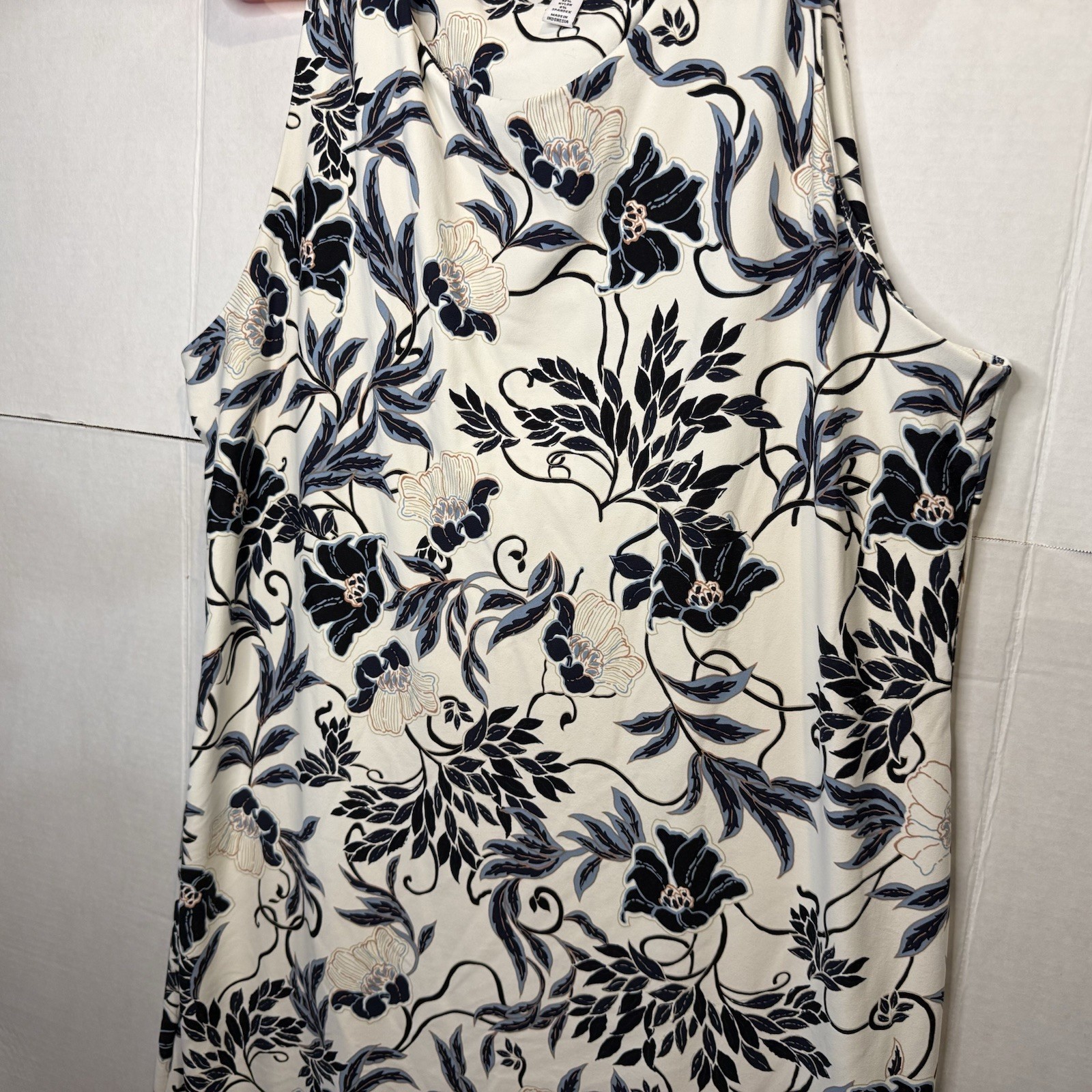 CHARTER CLUB SIZE Xl STRETCH KNEE LENGTH SHEATH DRESS Black Floral On Cream