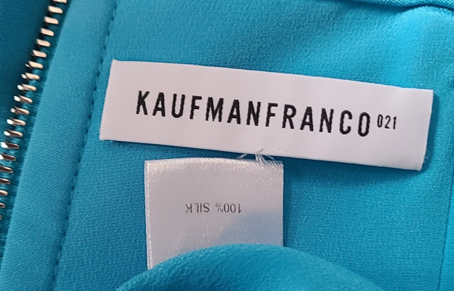 KAUFMANFRANCO Runway Collection Blue 100% Silk Halter Neck Sweeper Gown 2 $2850