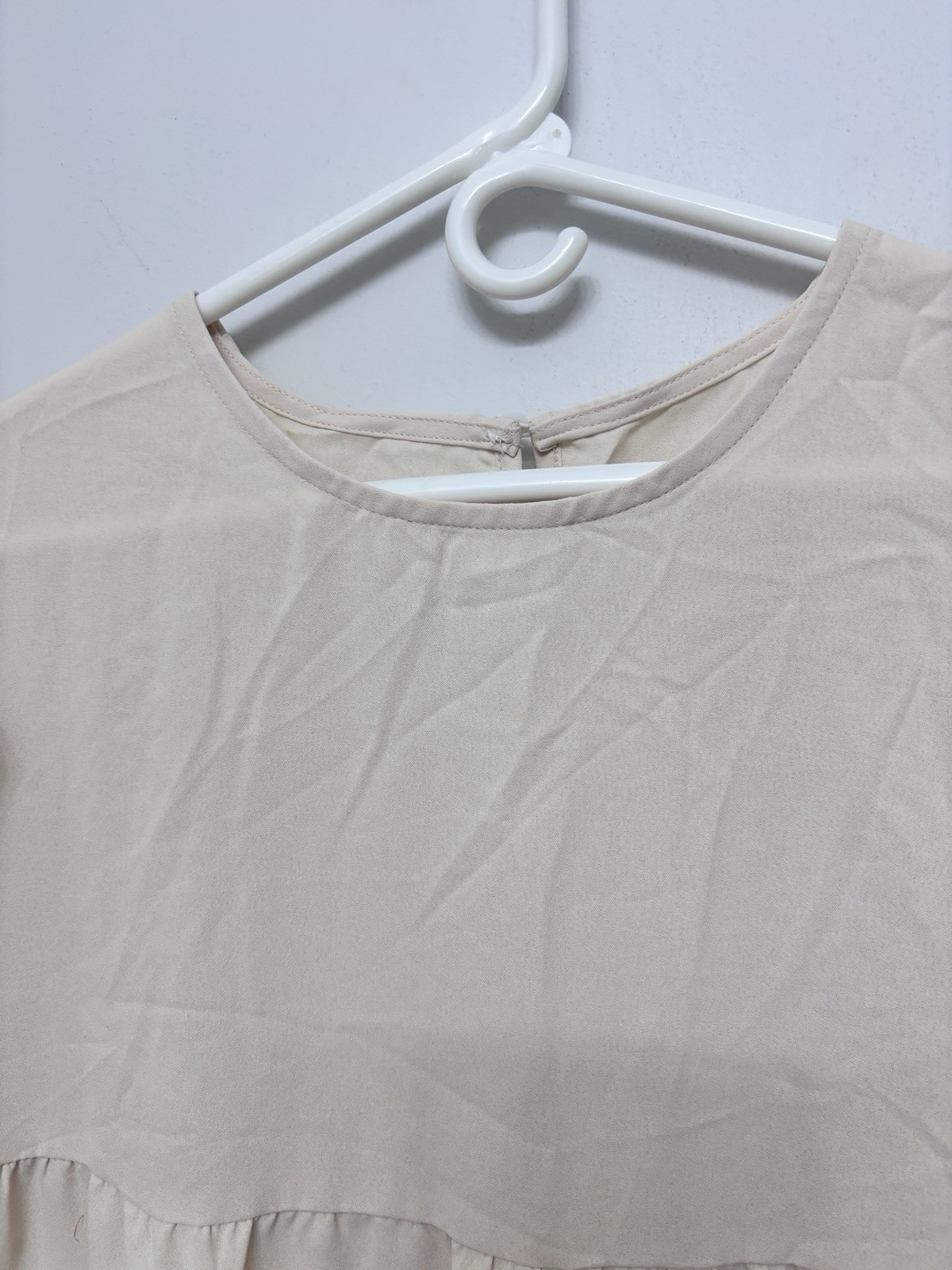 Shein Beige White Taupe Brown Tiered Dress XL Butterfly Sleeve 40×38