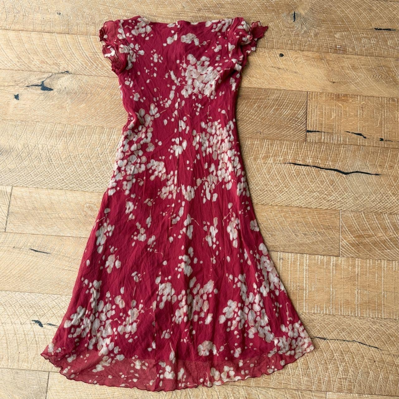 Vintage Y2K floral silk ruffle high low dress romantic summer style size M