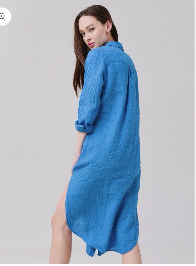 Stark X Linen Light Blue Dress Cover Up Button Down Size Medium Retail $236