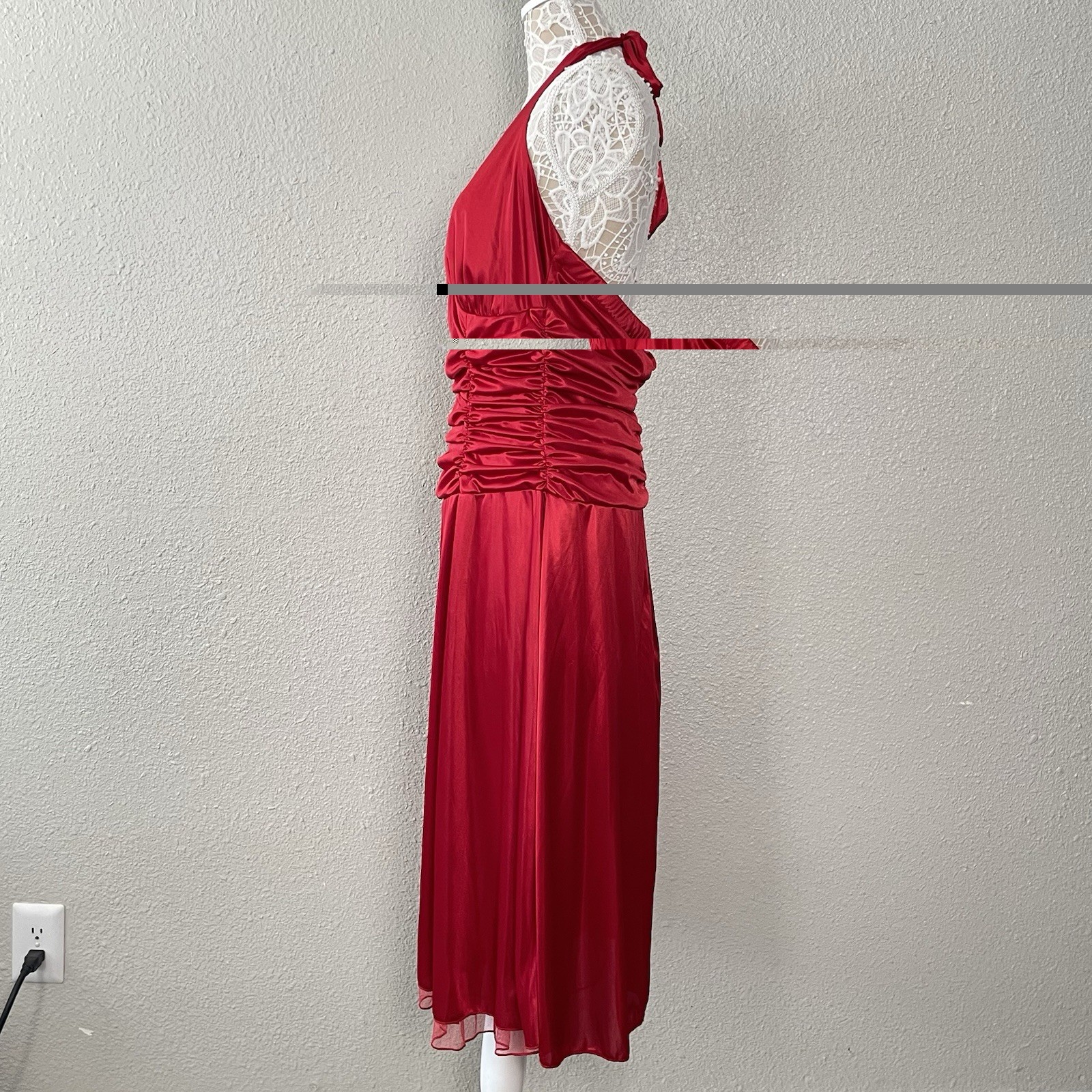 VTG Torrid Halter Midi Dress Plus 18 Shiny Mesh Trim Ruched Homecoming Y2K Glam