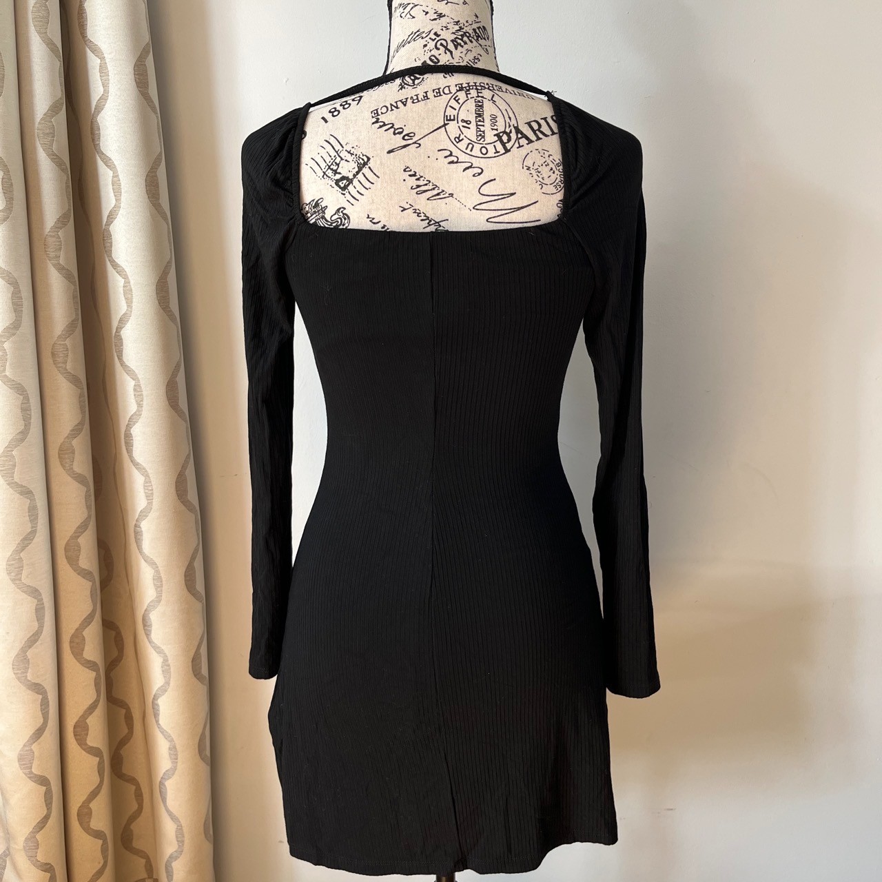 Dolan Whimsigoth Fairy Grunge Black Ribbed Drawstring Dress Sz: XXS Stretchy