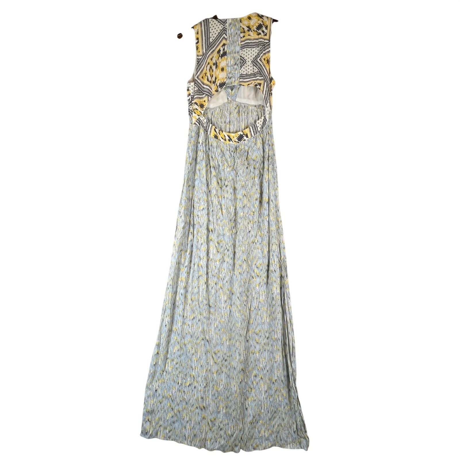 Zara Open Back Maxi Dress Ikat Boho Festival Vacation Side Slit Sleeveless M