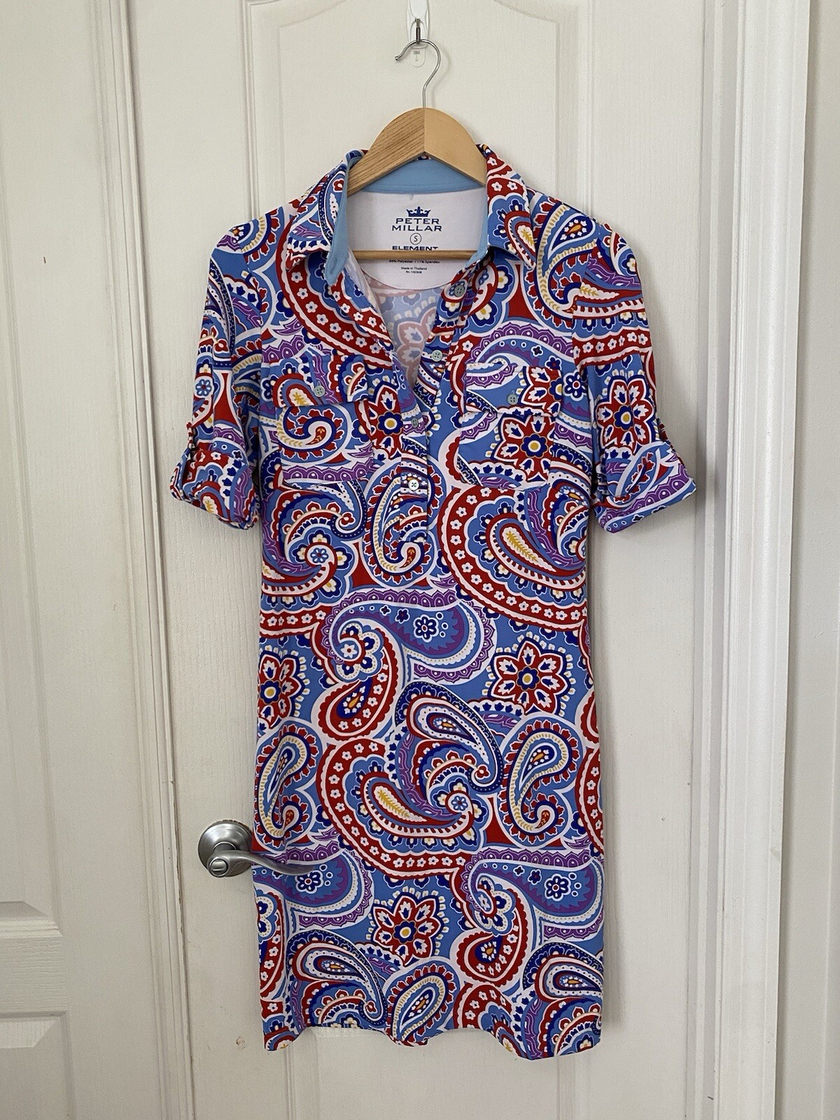 Peter Millar Element Wicking Womens 50+ UPF Stretch Dress Size Small Paisley