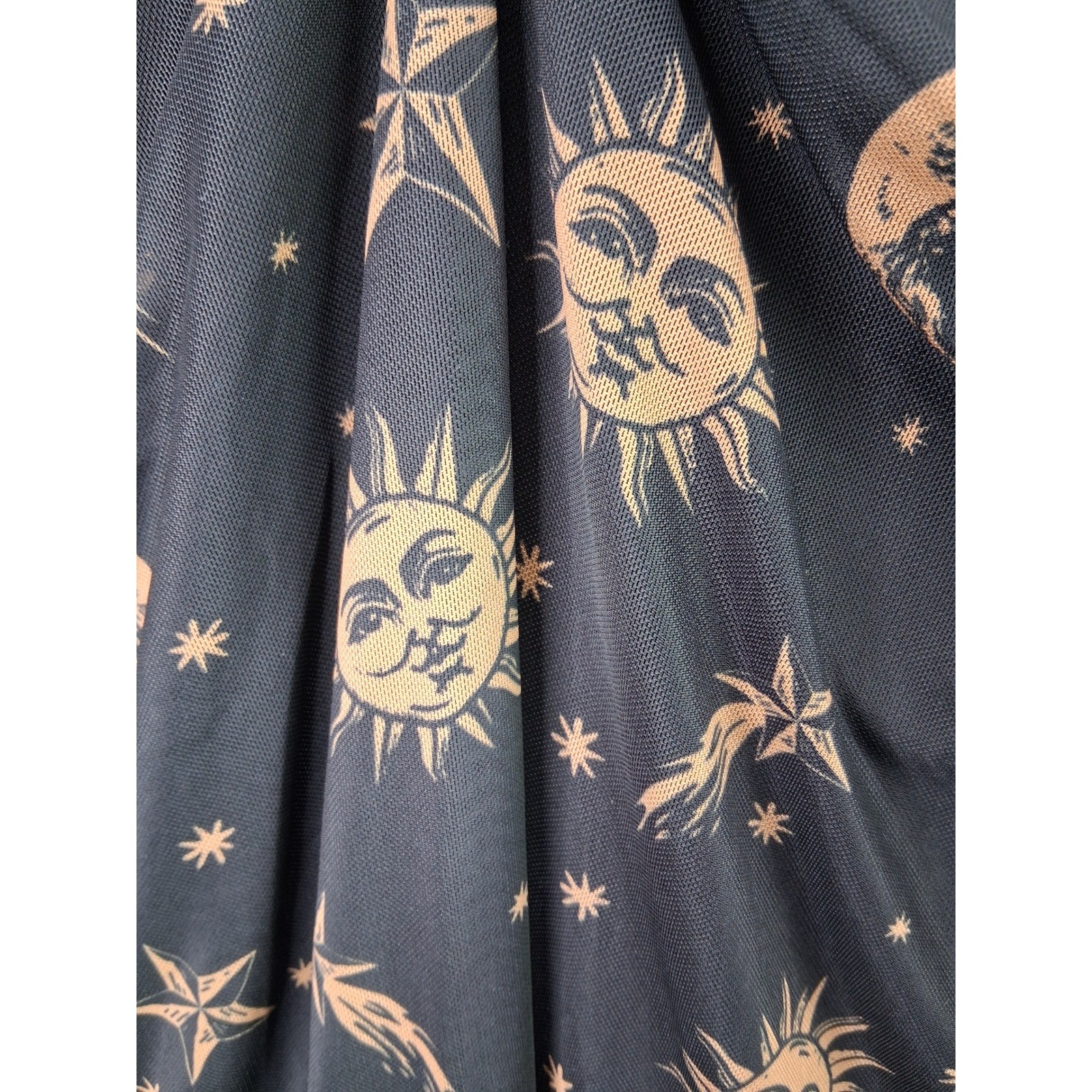 Horoscopez Dolls Kill Celestial Mesh Mini Dress 2X Black Gold Sun Moon Stars