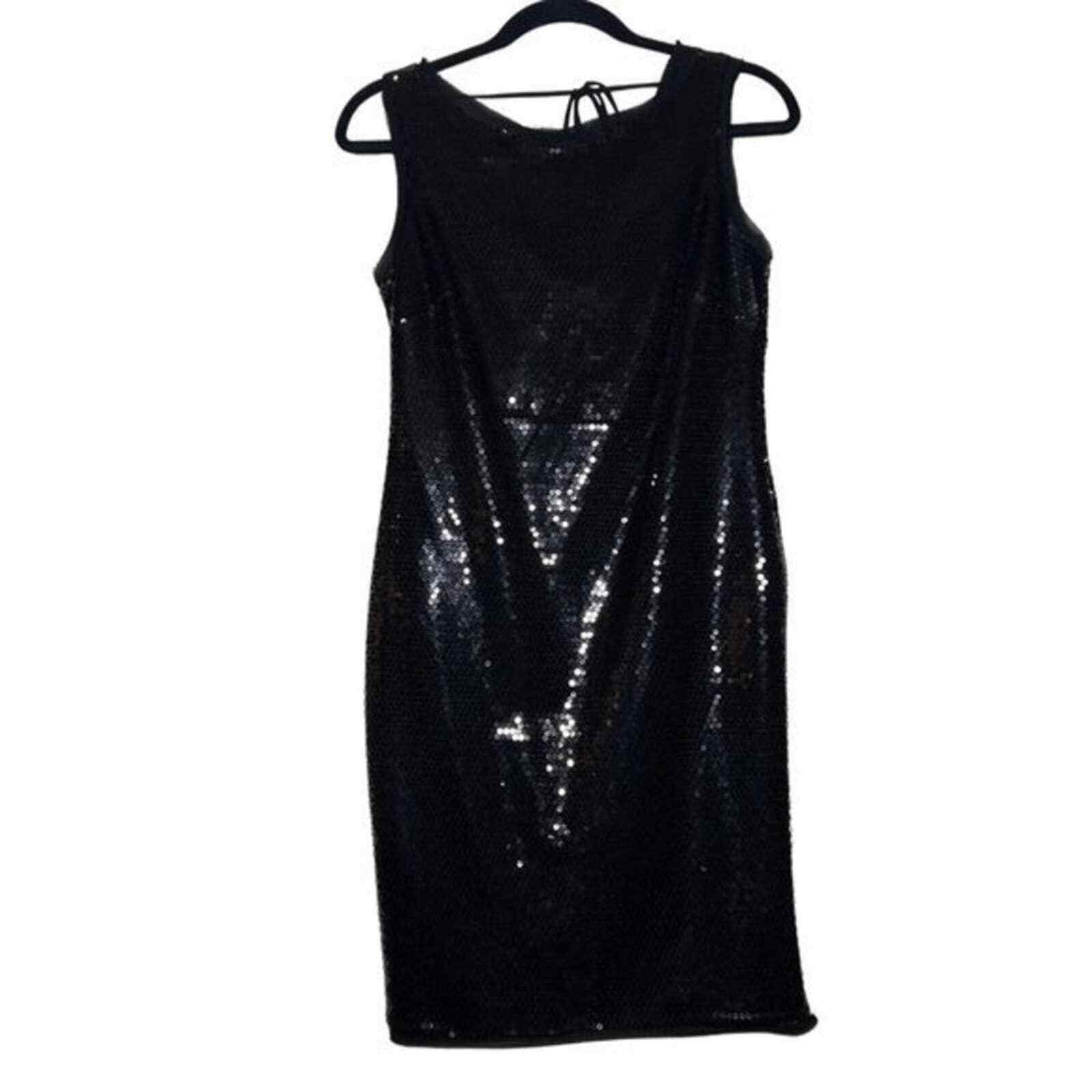 Cynthia Rowley Tie-Back Black‎ Sequin Dress