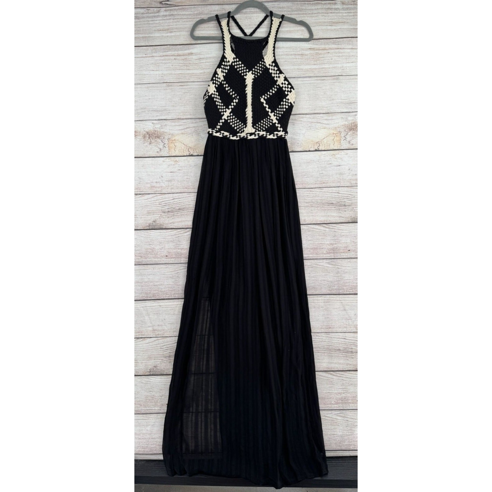 Pins and Needles Anthropologie Woven Sleeveless Maxi Dress Women’s 4 Black/White