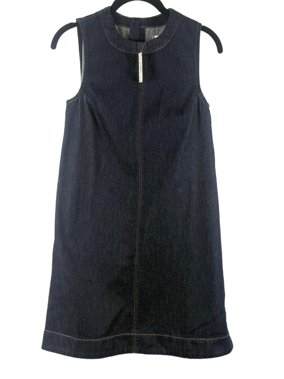 Madewell Boxy Sleeveless Denim Shift Dress Essex Wash Dark Indigo Mini Size 00