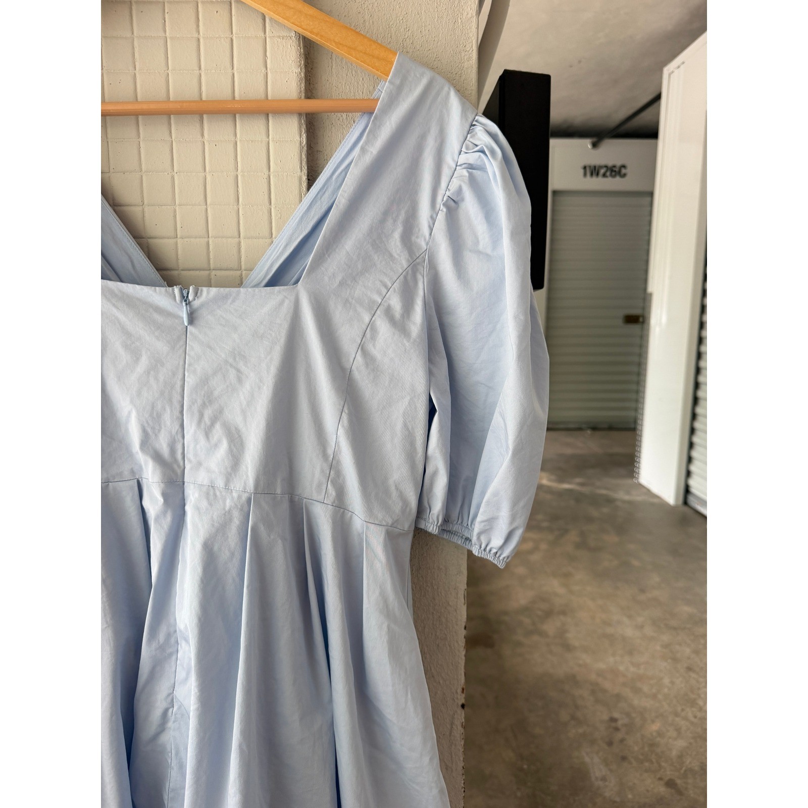 PINCH Light Blue Pastel Twist Front Puff Sleeve Bubble Hem Babydoll Mini Dress L
