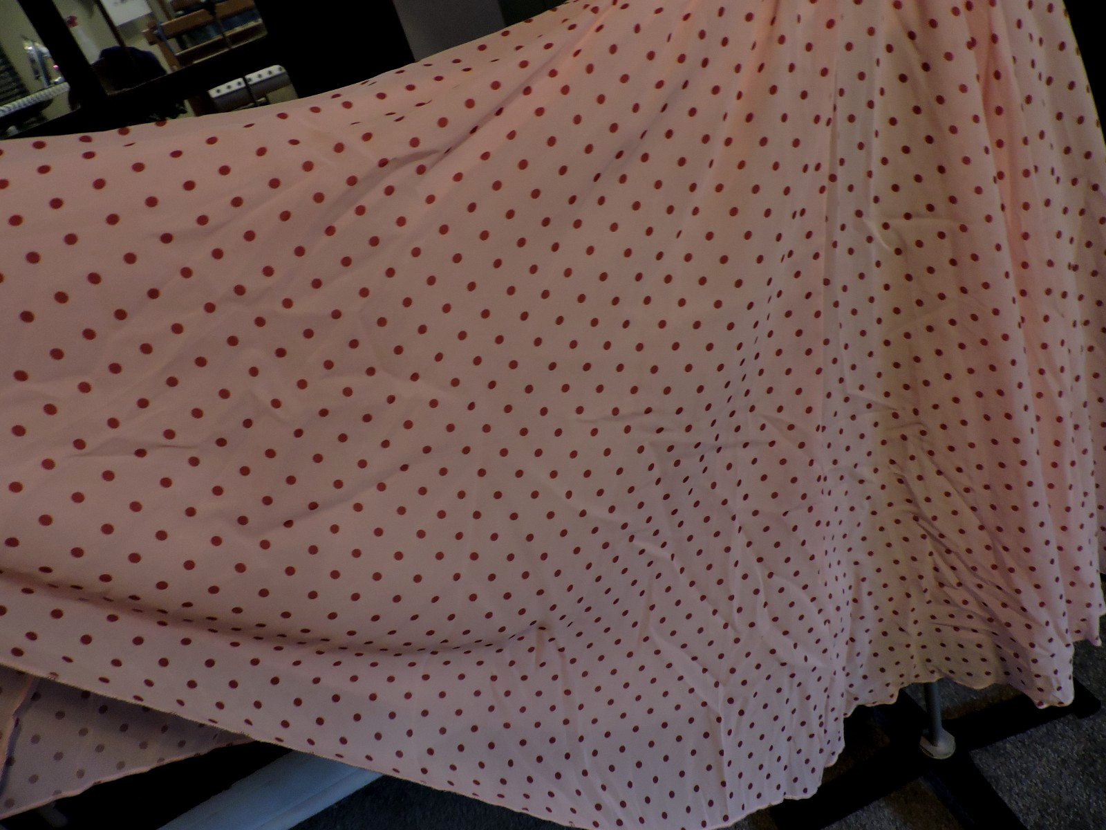 Kookai dress, light rose w/deeper rose polka dots, tie over shoulder