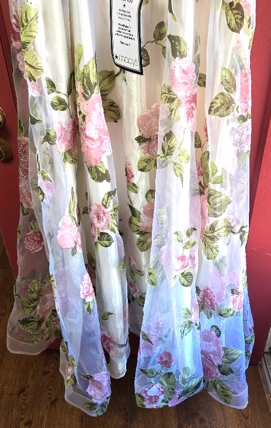 Say Yes Ivory Blush Rhinestone Floral Corset Sweetheart Gown Size 11 / 12 NWT