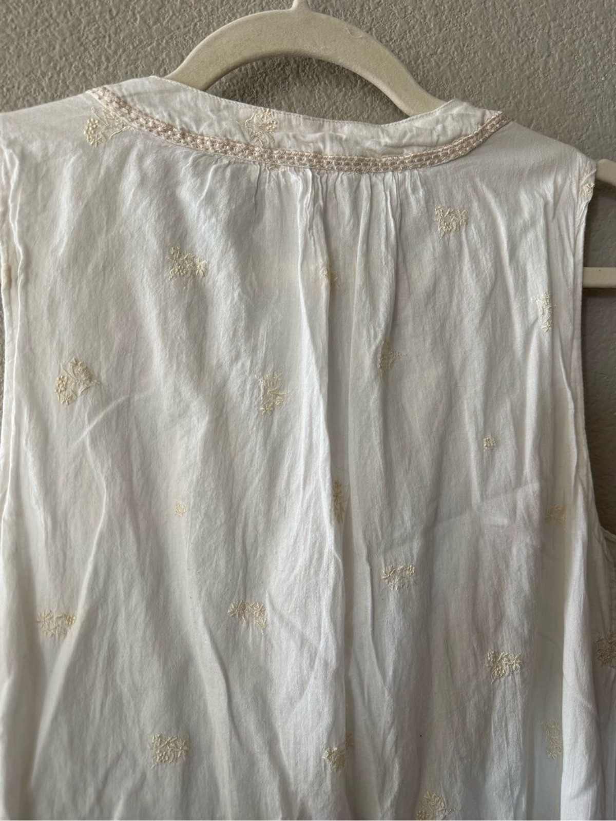 100% Cotton White Embroidered Boho Mini Dress European Summer Medium