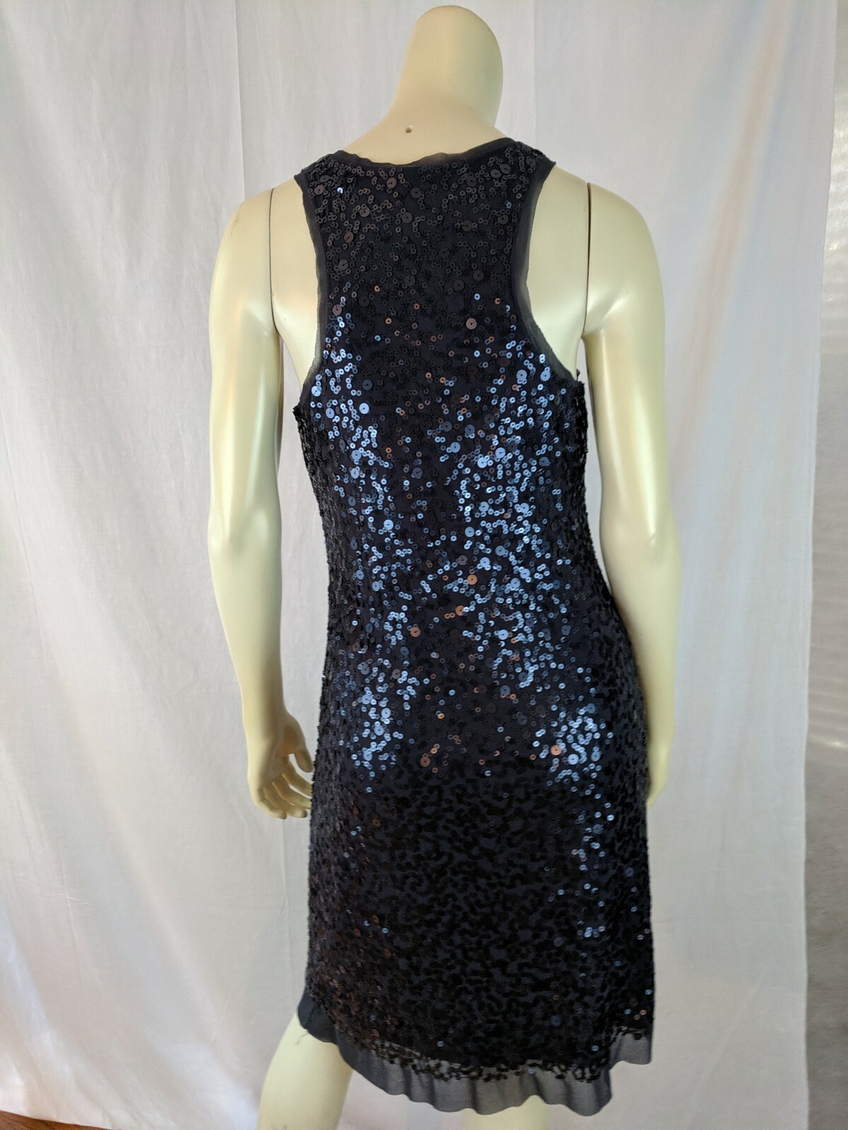 Max Studio Dress M Gray Sequin TAnk Lined Nylon Poly Spandex Stretch Knit