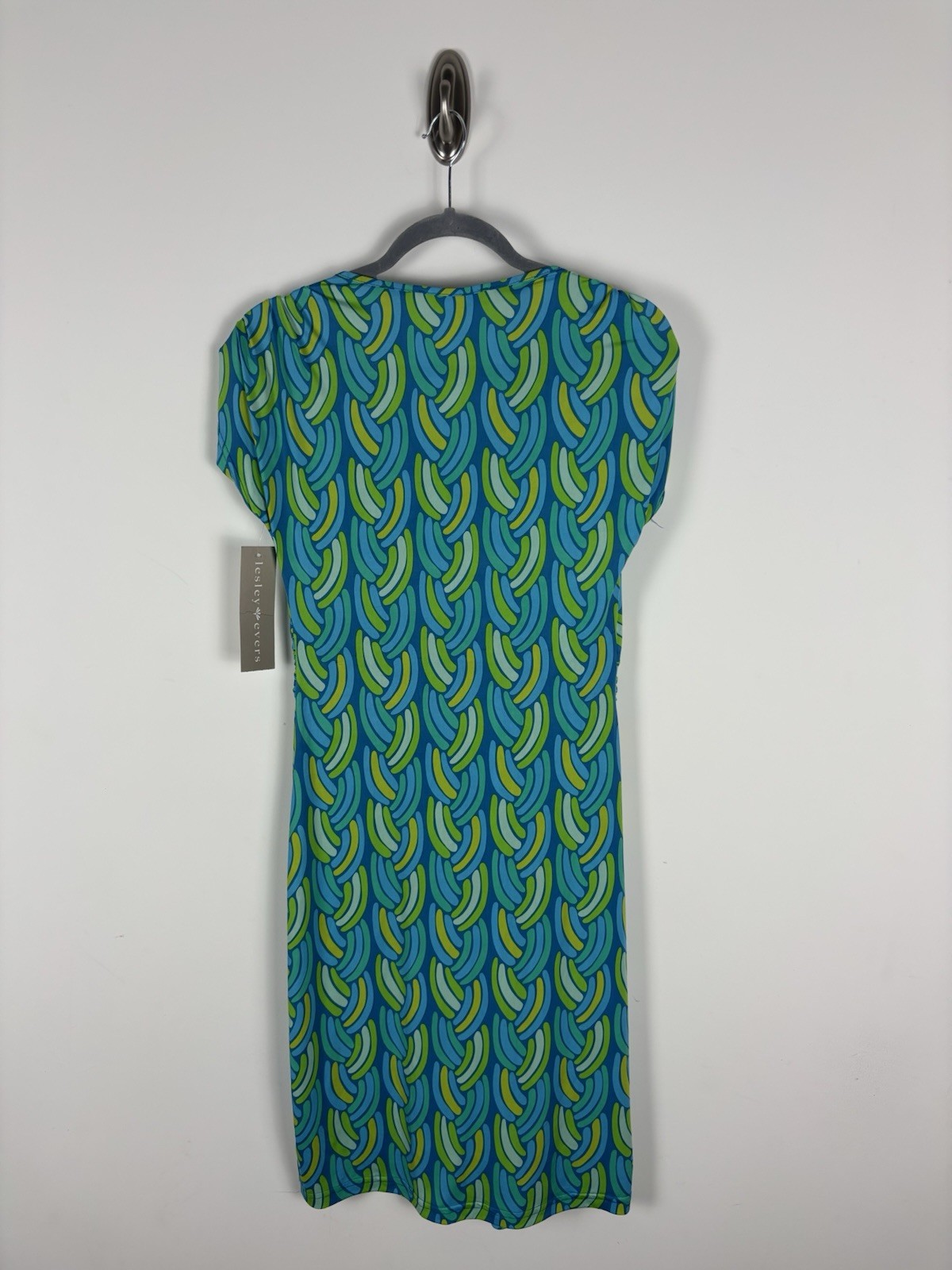 Nwt Lesley Evers Sadie Aqua Braid Dress Size Medium Blue Green Jersey Knit Retro