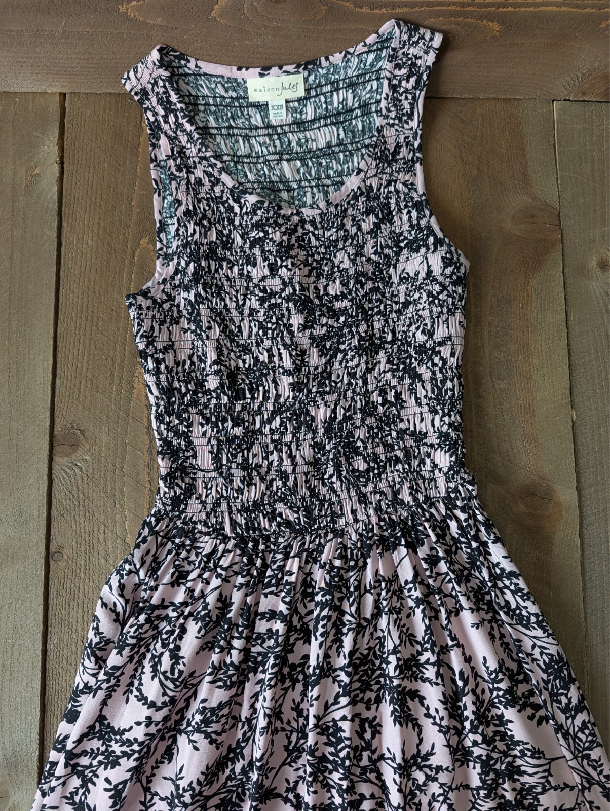 Maison Jules Pink and Black XXS Sundress
