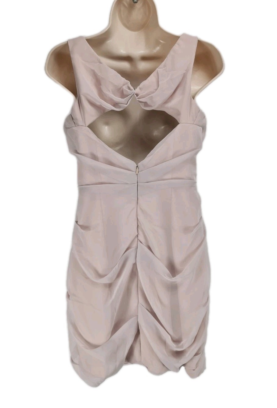 JIM HJELM Women Size 8 Beige Ruched Mini Dress Sleeveless No Stretch 140NA