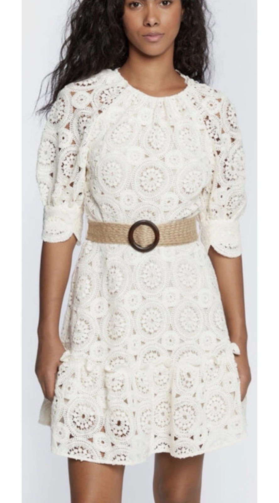 Ted Baker Susena Cream Crochet Lace Lined Mini Dress Sz 12 Women’s Lined
