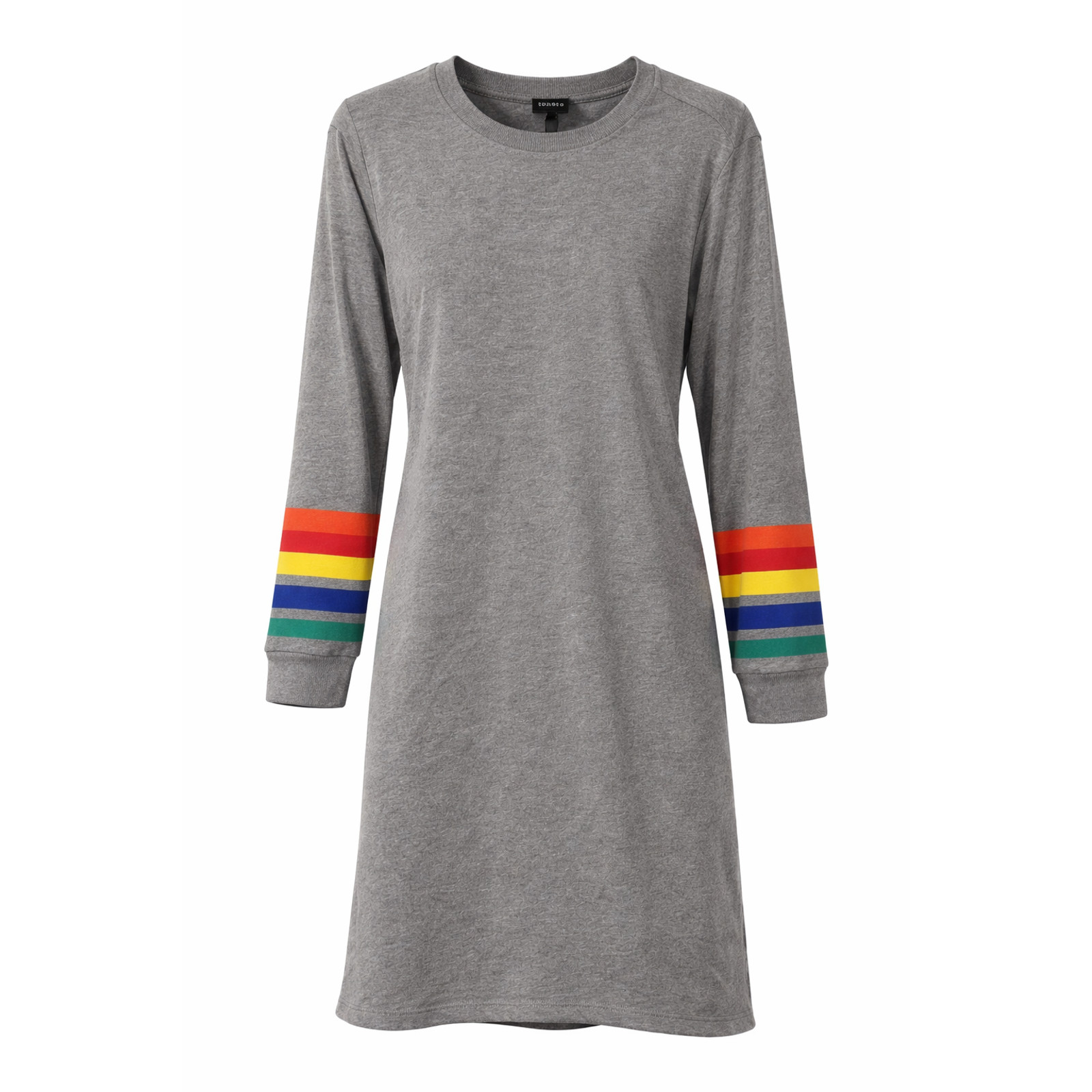 Torrid Size 1 Gray Rainbow Stripe Sleeve SweatShirt Dress Casual Lounge Dress
