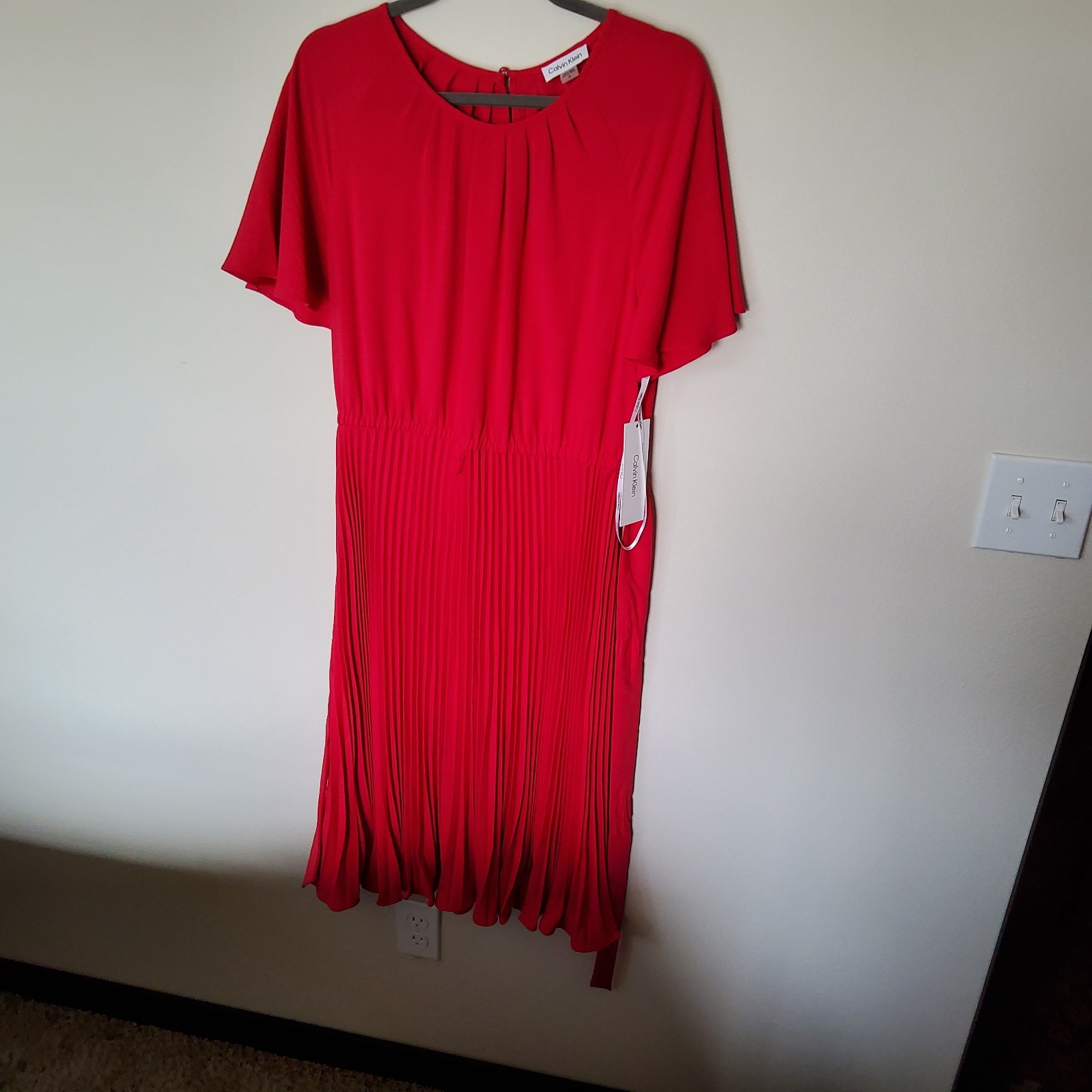 Calvin Klein Red Pleated skirt dress size 12