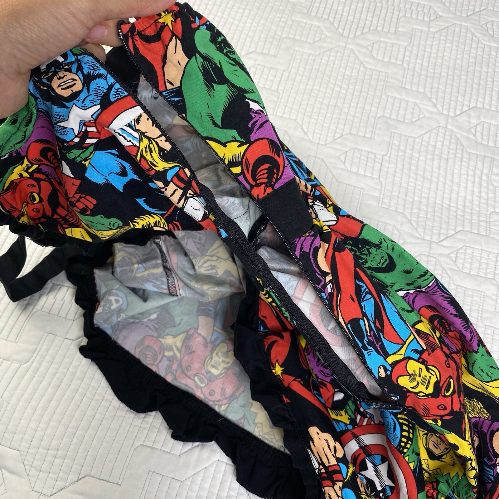 Mighty Fine Marvel Comics Print Skater Mini Dress S Sweetheart Neck Sleeveless