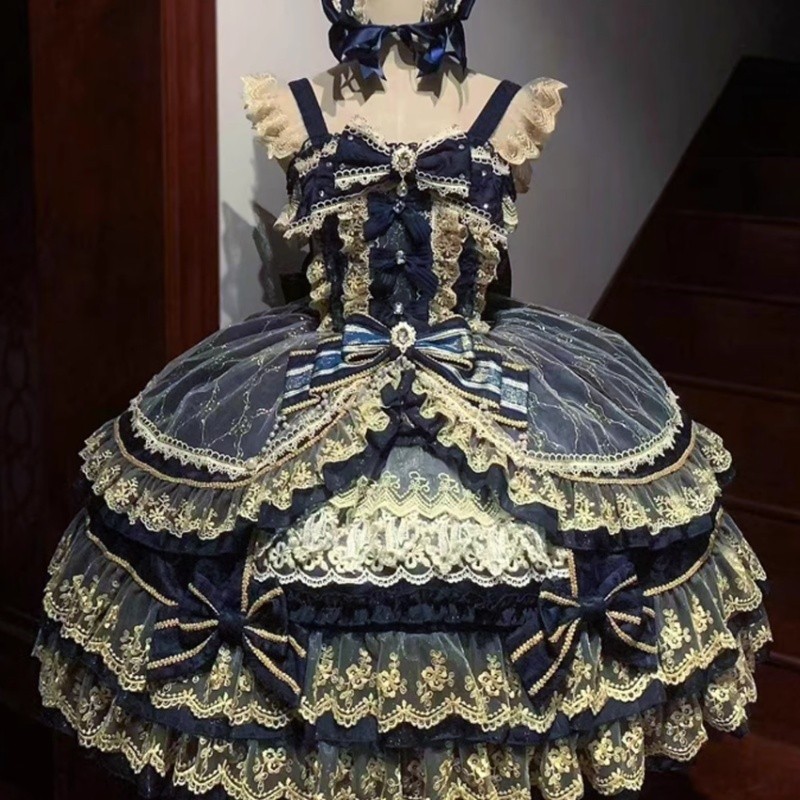 Women Japanese Gothic Lolita Ruffled jsk dress Cosplay